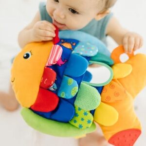 Melissa & Doug Flip Fish Stuffed Soft Texture Squeak Crinkle Tummy Time Toy 0-9M